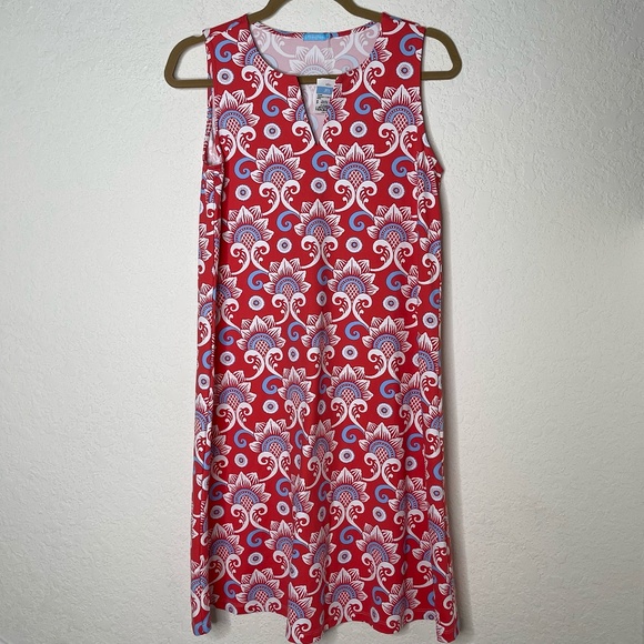 J. McLaughlin NWT Ellison Sleeveless Split V Neck A-Line Shift Dress Sz S Coral - Picture 1 of 11